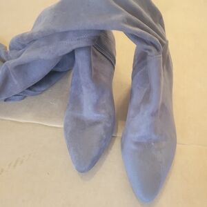 Women's Gray Velvet Over The Knee Boots